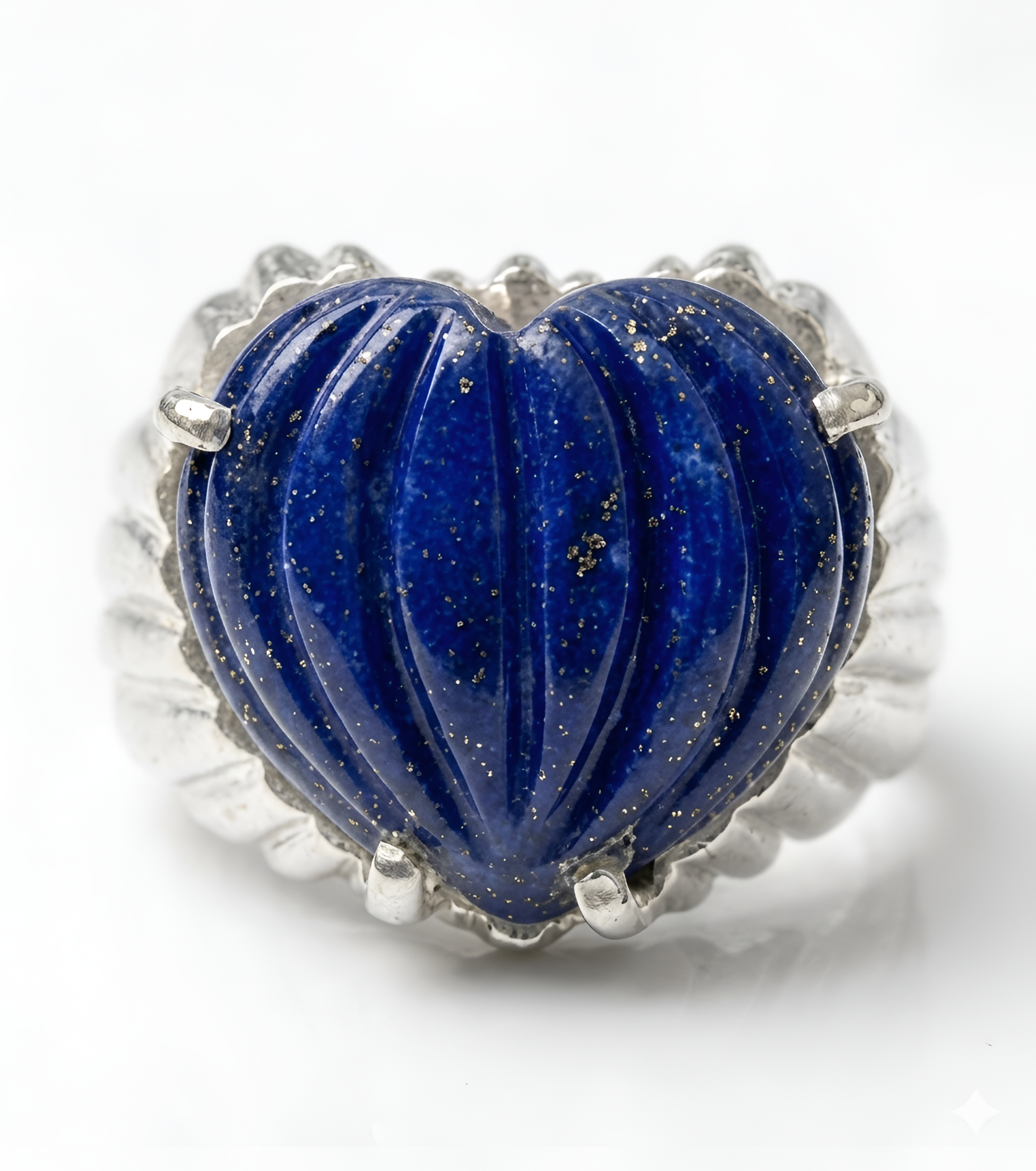 925 Gemstone Carved Heart Ring