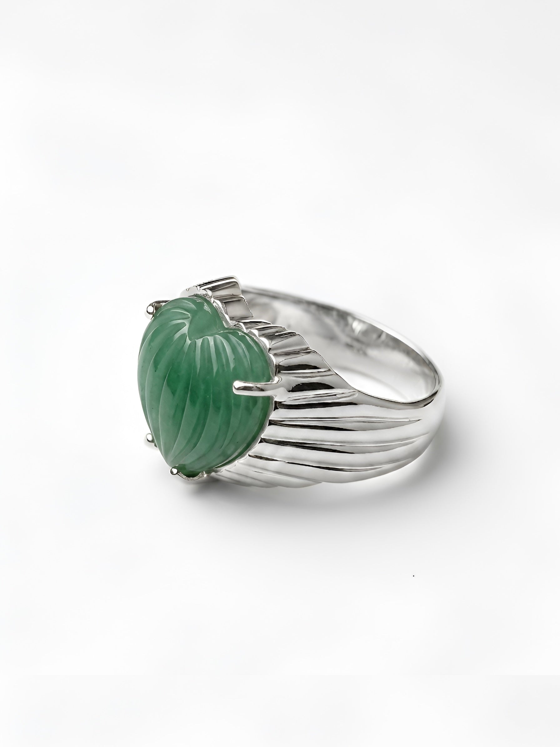 925 Gemstone Carved Heart Ring