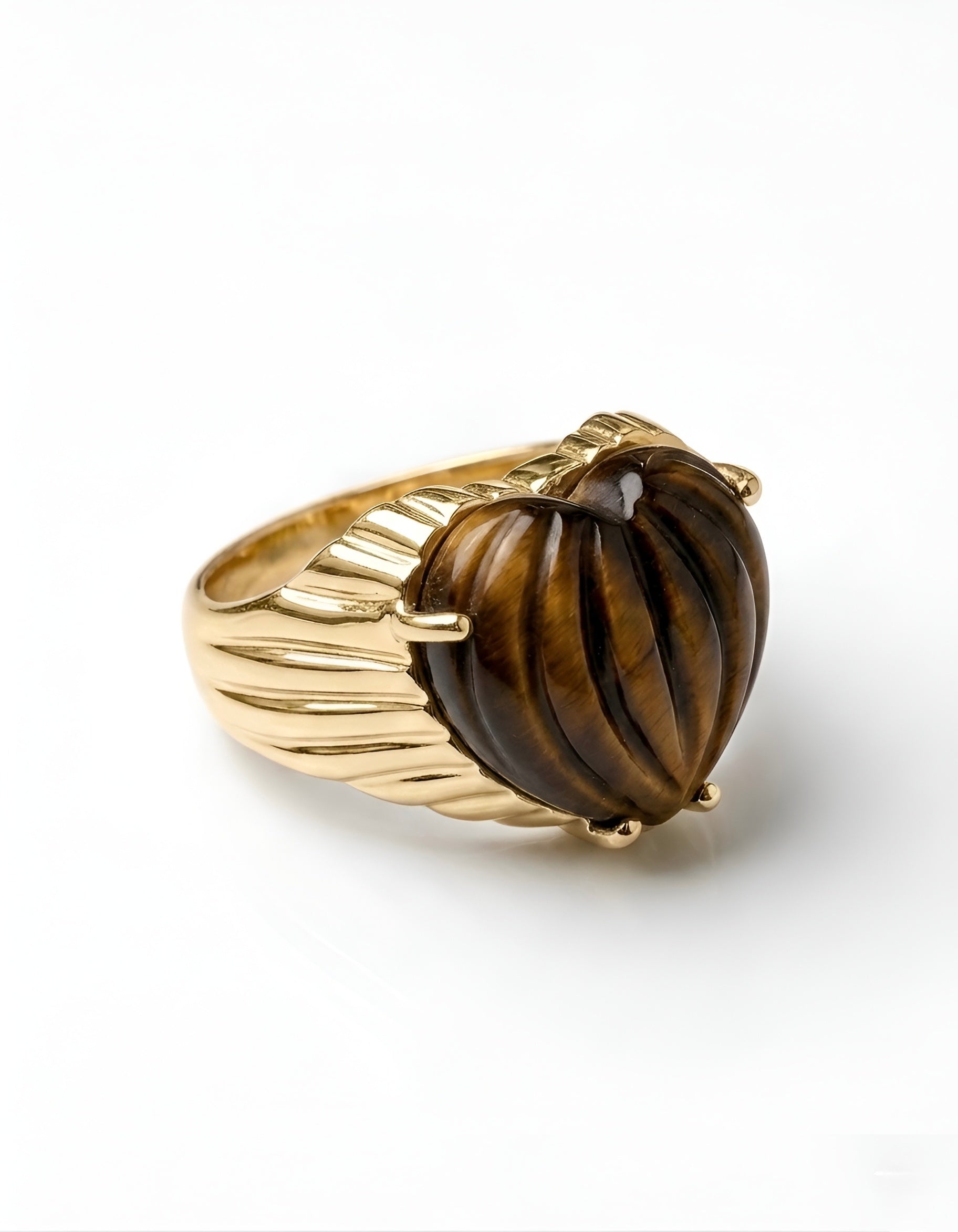 Gemstone Carved Heart Ring