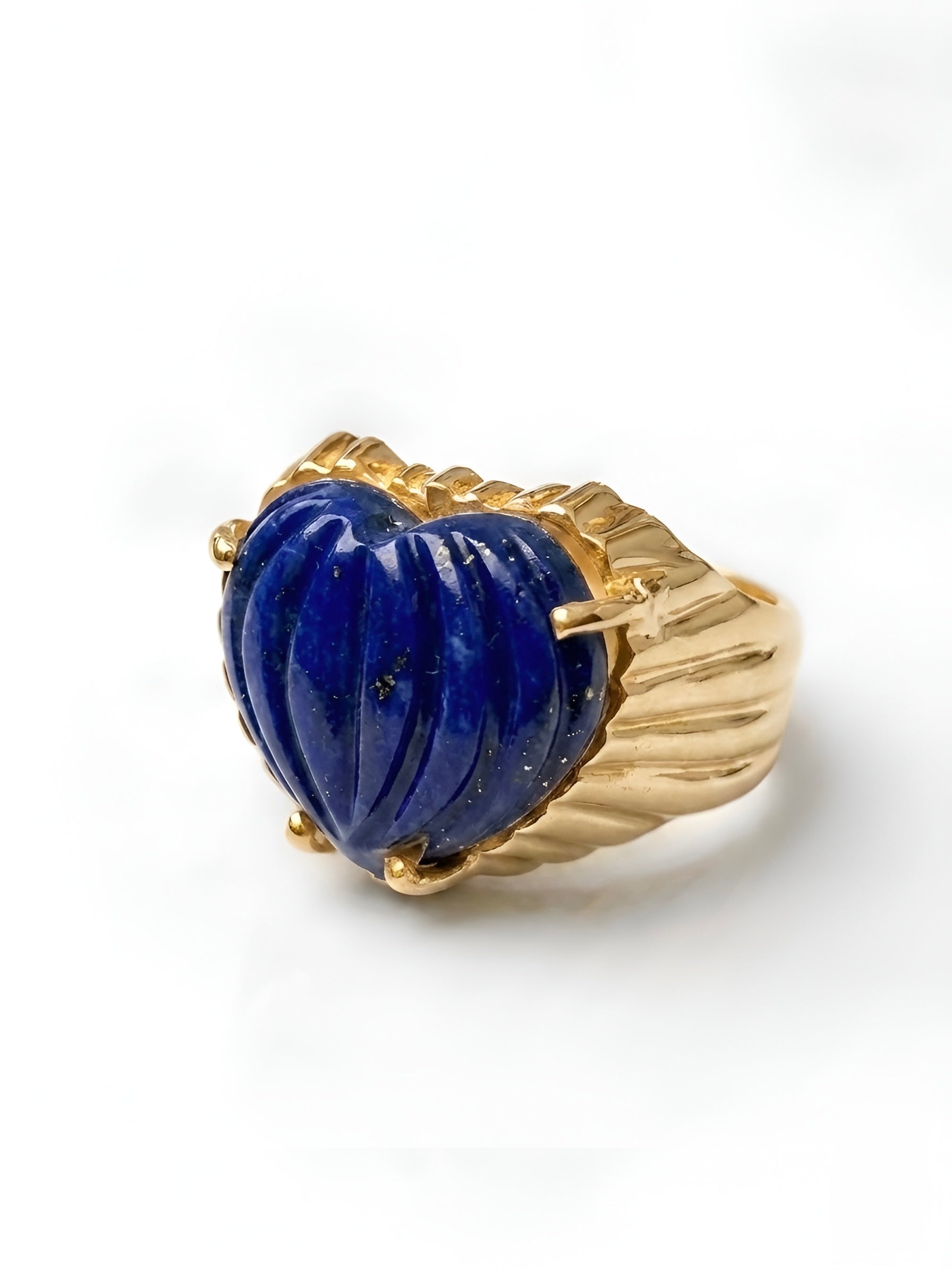 Gemstone Carved Heart Ring