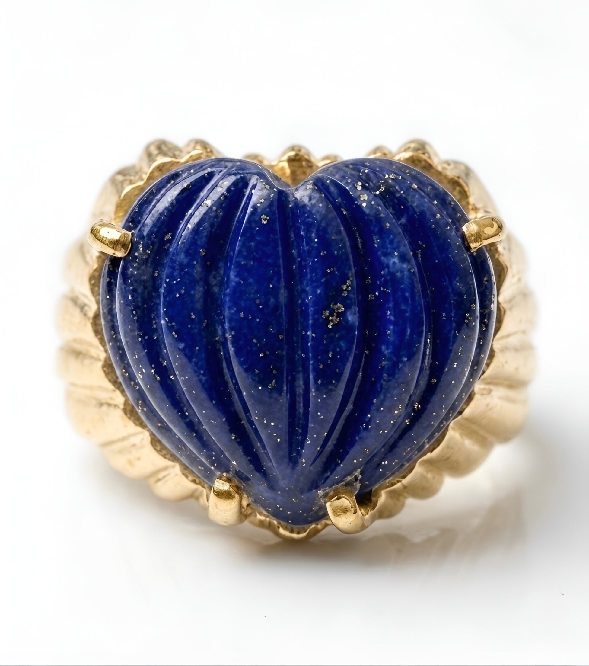 Gemstone Carved Heart Ring